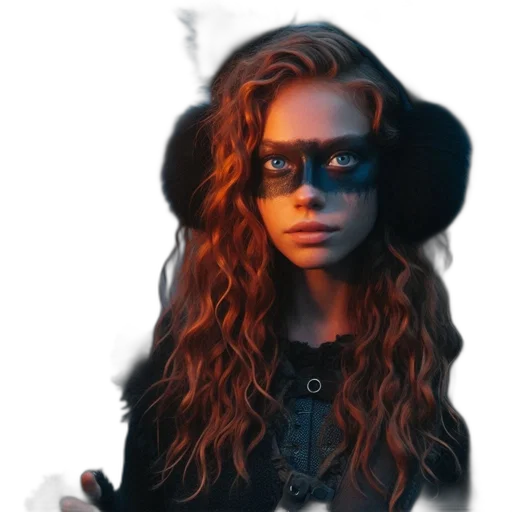 jacket, mask, face, hair, photorealistic, concept art, fantasy art, comic book art transparent PNG cut-out