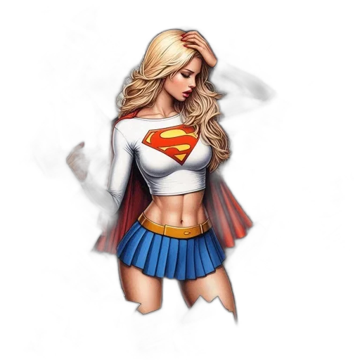 dress, comic book art, concept art, fantasy art, pixel art, woman, dressed, supergirl transparent PNG cut-out