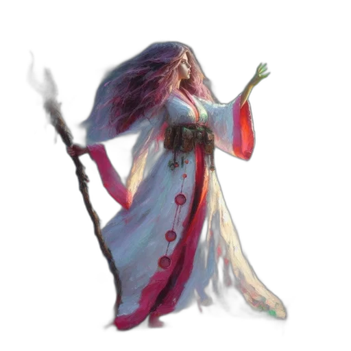 staff, dress, dragon, concept art, fantasy art, pixel art, watercolor, fog transparent PNG cut-out