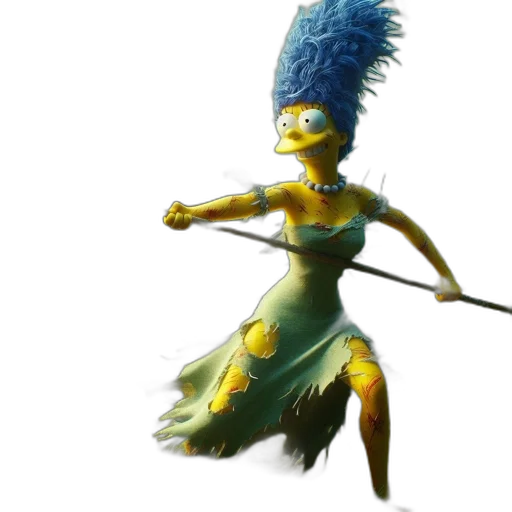 staff, dress, creature, concept art, 3d render, fantasy art, marge, simpson transparent PNG cut-out