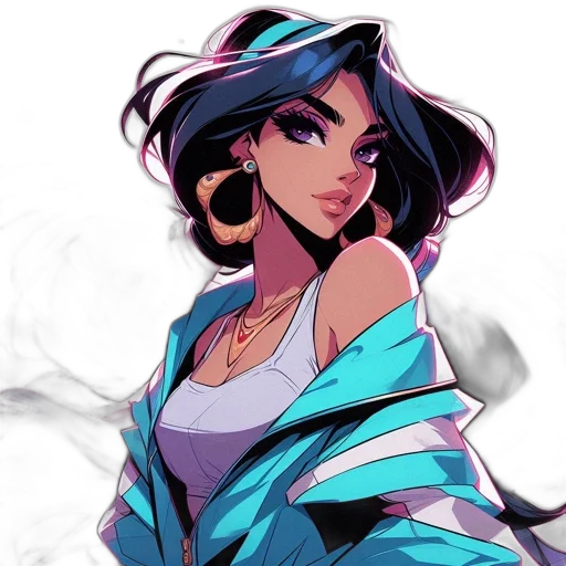 jacket, dress, concept art, anime, vaporwave, fantasy art, neon lights, pastel transparent PNG cut-out