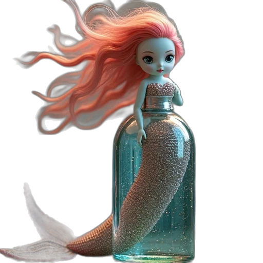 bottle, dress, creature, hair transparent PNG cut-out