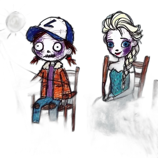 concept art, cartoon, comic book art, watercolor, outer space, two, cartoonish, characters transparent PNG cut-out