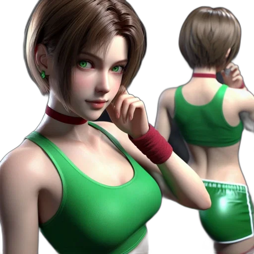 3d render, concept art, photorealistic, fantasy art, green, 3d-rendered, woman, stands transparent PNG cut-out