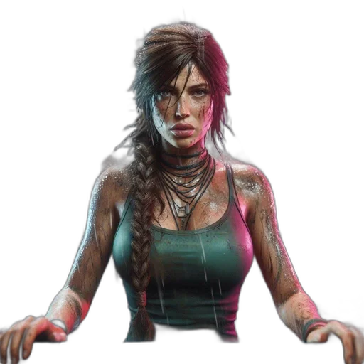 concept art, cyberpunk, comic book art, pixel art, red, neon, female, figure transparent PNG cut-out