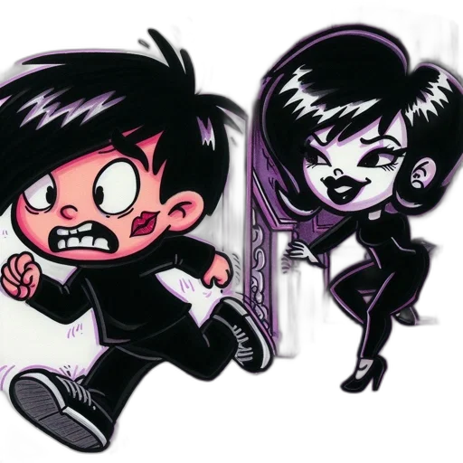 cartoon, comic book art, concept art, pixel art, two, animated, characters, face transparent PNG cut-out