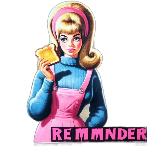 3d render, comic book art, vaporwave, pixel art, blonde, woman, blue, sweater transparent PNG cut-out