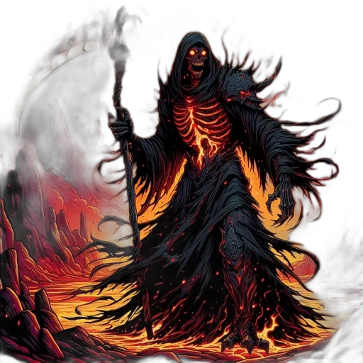 creature, concept art, fantasy art, comic book art, pixel art, fire, dark, red transparent PNG cut-out