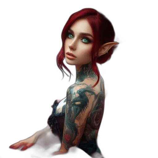 fantasy art, concept art, photorealistic, pixel art, unusual, figure, woman, striking transparent PNG cut-out