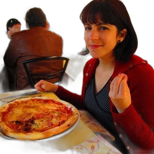 food, face, jacket, staff, photorealistic, woman, red, sweater transparent PNG cut-out