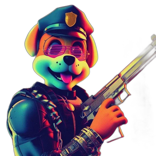 weapon, staff, animal, mask, concept art, 3d render, cartoon, vaporwave transparent PNG cut-out