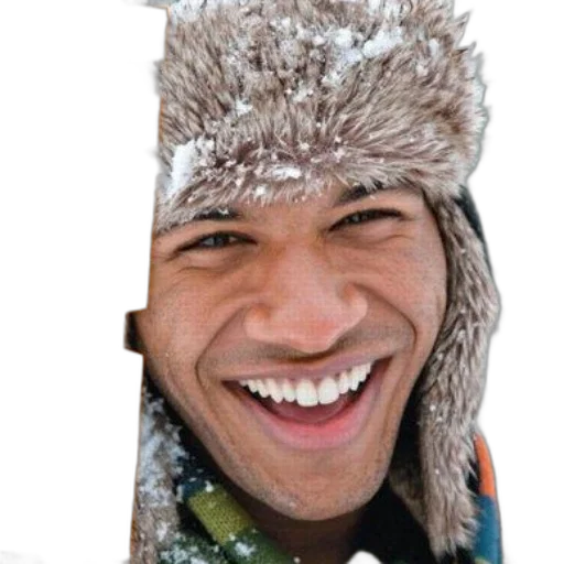 hat, face, jacket, staff, photorealistic, snow, cheerful, man transparent PNG cut-out