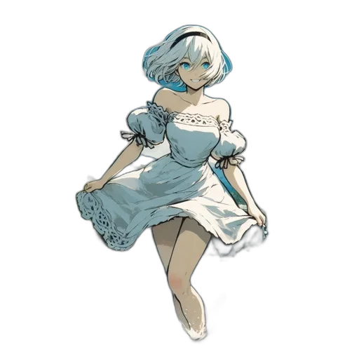 dress, staff, robot, weapon, concept art, pixel art, watercolor, anime transparent PNG cut-out