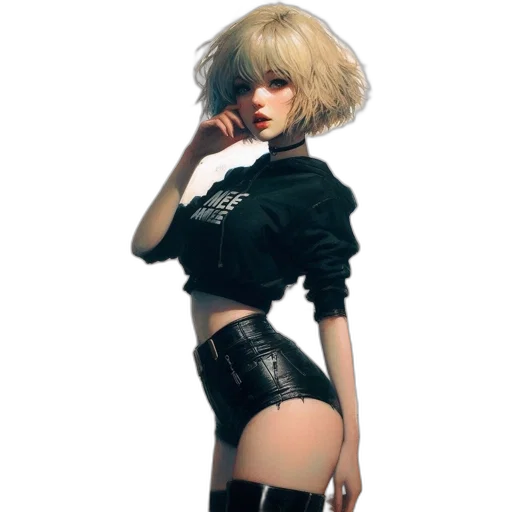 jacket, dress, hair, staff transparent PNG cut-out