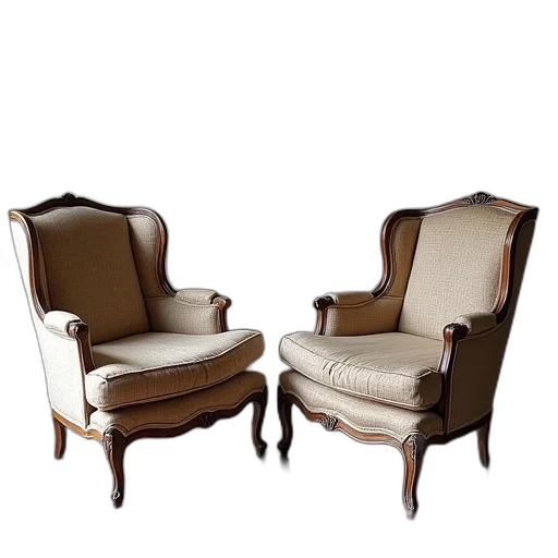 furniture, 3d render, photorealistic, two transparent PNG cut-out
