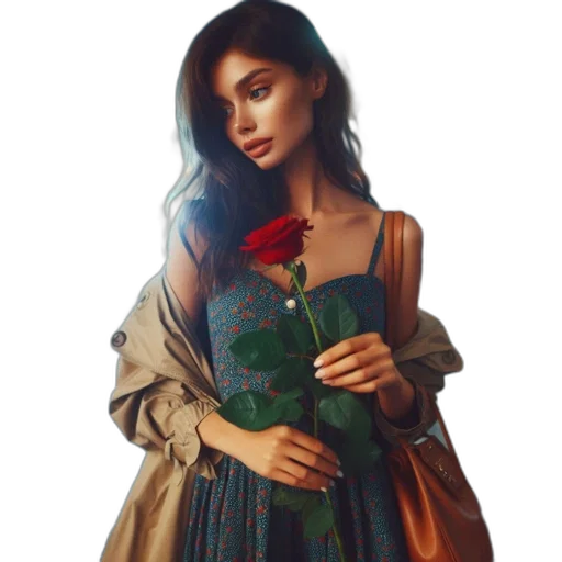 dress, flower, jacket, jewelry, oil painting, photorealistic, fantasy art, watercolor transparent PNG cut-out