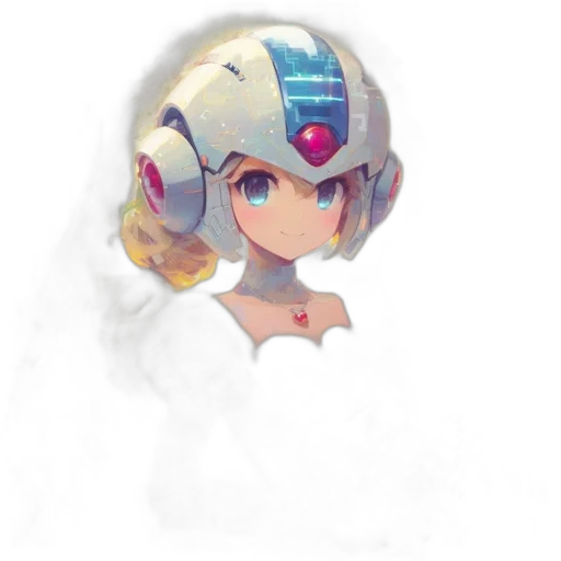 robot, mask, hat, face, concept art, anime, vaporwave, pixel art transparent PNG cut-out