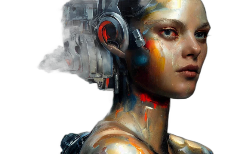 robot, cyberpunk, concept art, fantasy art transparent PNG cut-out