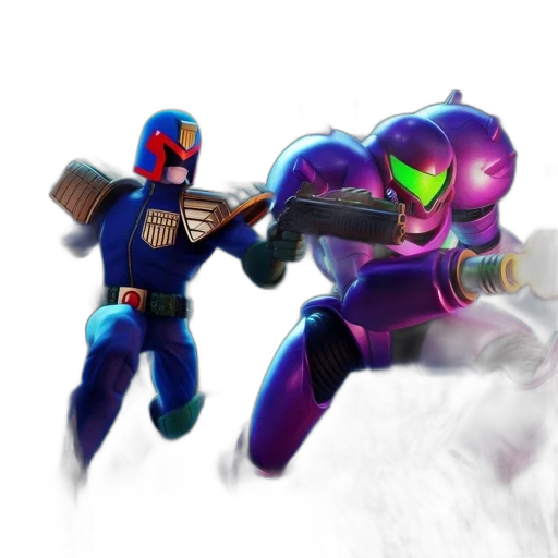 robot, concept art, 3d render, pixel art, fantasy art, outer space, two, characters transparent PNG cut-out