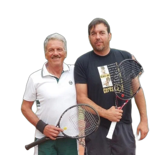 staff, weapon, two, men, pose, picture, tennis, court transparent PNG cut-out