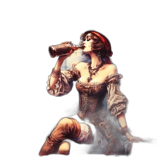 bottle, weapon, fantasy art, concept art, pixel art, comic book art, fire, woman transparent PNG cut-out