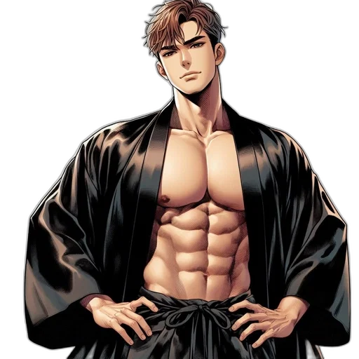 comic book art, concept art, pixel art, anime, illustration, features, muscular, male transparent PNG cut-out