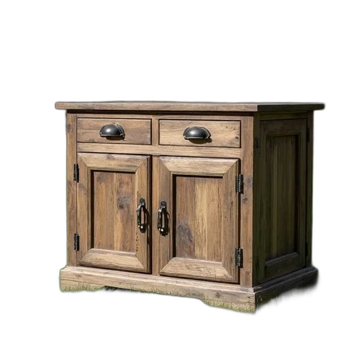 furniture, 3d render, photorealistic, rustic, wooden, cabinet, weathered, finish transparent PNG cut-out