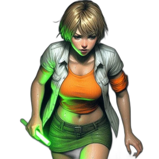 staff, weapon, concept art, comic book art, 3d render, fantasy art, green, neon transparent PNG cut-out