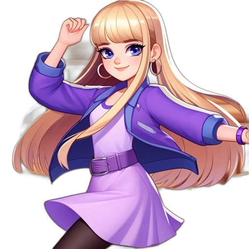 staff, jacket, dress, hair, anime, pixel art, cartoon, concept art transparent PNG cut-out