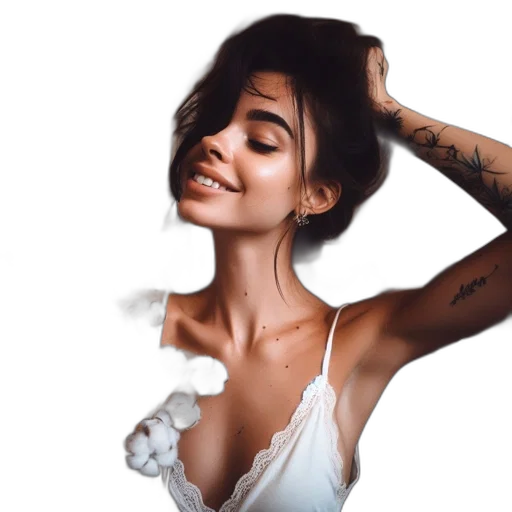 hair, dress, face, jewelry, photorealistic, cartoon, watercolor, concept art transparent PNG cut-out