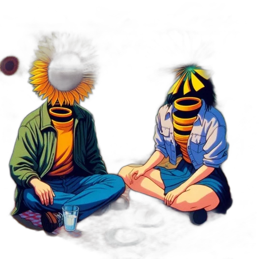 mask, hat, staff, jacket, concept art, comic book art, pixel art, anime transparent PNG cut-out