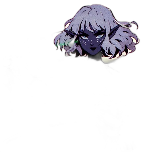 hair, creature, mask, flower, concept art, watercolor, pixel art, vaporwave transparent PNG cut-out