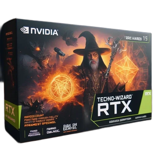 3d render, nvidia, product, package, features, mystic, theme, showing transparent PNG cut-out