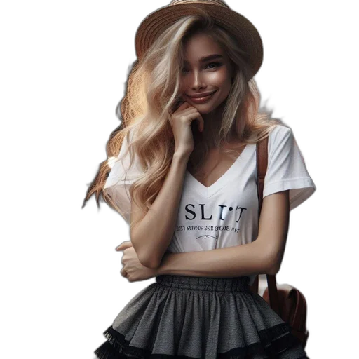 hair, hat, dress, face, photorealistic, fantasy art, cartoon, 3d render transparent PNG cut-out