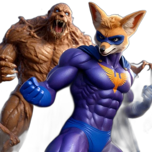 animal, concept art, 3d render, comic book art, fantasy art, two, animated, characters transparent PNG cut-out