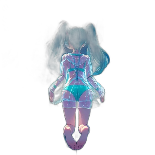 dress, robot, mask, creature, concept art, vaporwave, 3d render, anime transparent PNG cut-out