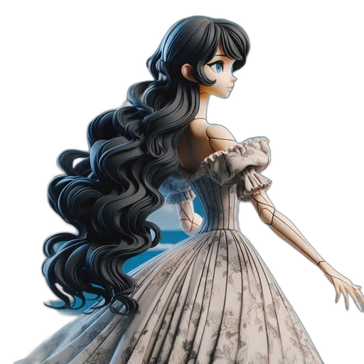 dress, hair, concept art, fantasy art, anime, 3d render, illustrated, woman transparent PNG cut-out