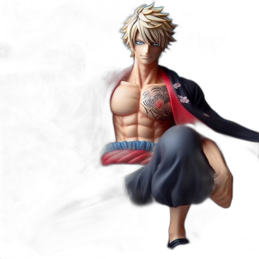 concept art, photorealistic, fantasy art, 3d render, animated, figure, red, kimono transparent PNG cut-out