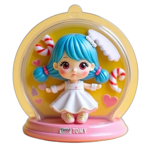 jewelry, 3d render, concept art, pastel, small, colorful, doll, blue transparent PNG cut-out