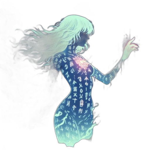 dress, creature, hair, robot, concept art, vaporwave, pixel art, watercolor transparent PNG cut-out