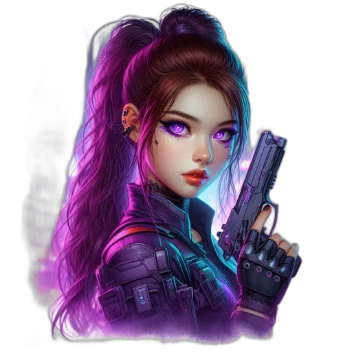 weapon, staff, face, cyberpunk, concept art, fantasy art, pixel art, futuristic transparent PNG cut-out