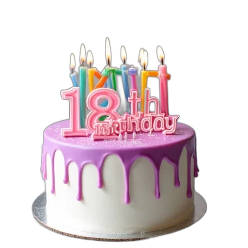 3d render, birthday, cake, white, base, pink, purple, striped transparent PNG cut-out