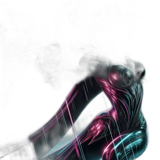robot, mask, weapon, sword, comic book art, cyberpunk, concept art, vaporwave transparent PNG cut-out