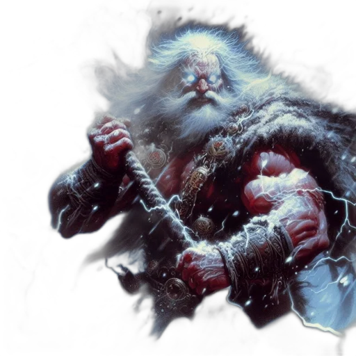 creature, concept art, fantasy art, photorealistic, comic book art, snow, imposing, figure transparent PNG cut-out