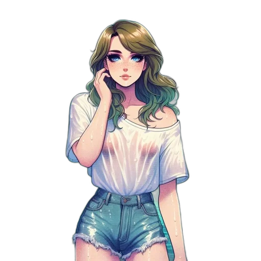 dress, staff, face, creature, pixel art, anime, watercolor, concept art transparent PNG cut-out