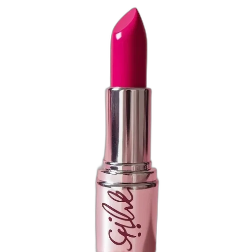 close-up, image, silver, lipstick, tube, pink, cap, has transparent PNG cut-out
