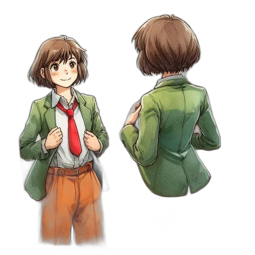jacket, creature, staff, weapon, watercolor, concept art, anime, cartoon transparent PNG cut-out