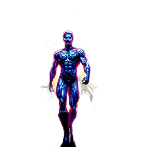 robot, creature, animal, comic book art, concept art, pixel art, vaporwave, blue transparent PNG cut-out