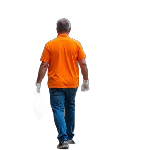 staff, jacket, 3d render, concept art, man, orange, shirt, blue transparent PNG cut-out