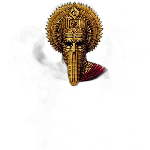 mask, staff, face, crown, concept art, fantasy art, pixel art, photorealistic transparent PNG cut-out